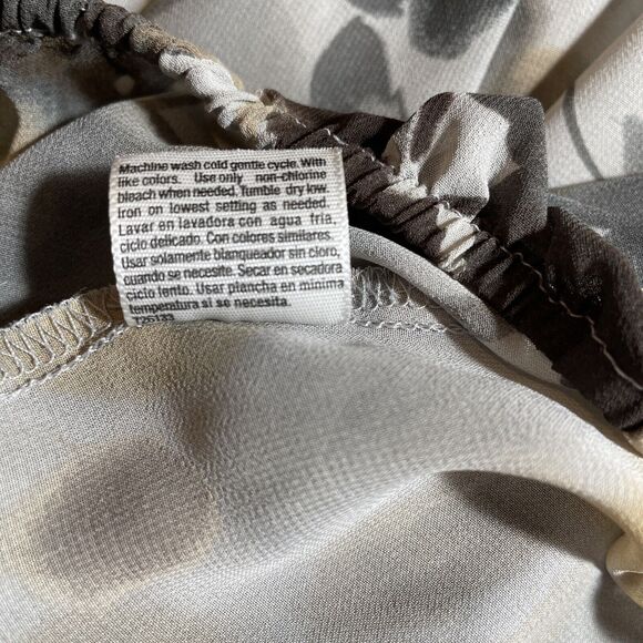 A.N.A. Sheer Top Size XL Gray Brown Cap Sleeve Elastic Waist Scoop Neck - Picture 7 of 13